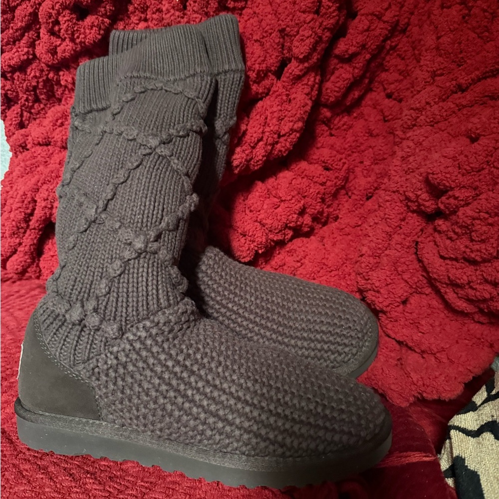 UGG Dark Brown Knit Boots